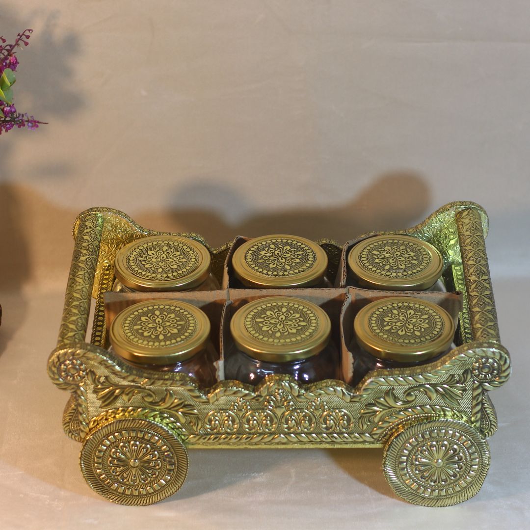 6 Jar Dryfruit Box Trolly
