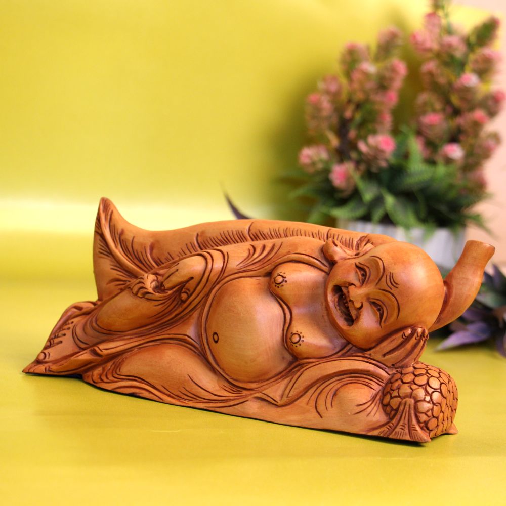 Wooden laughing Buddha - 3