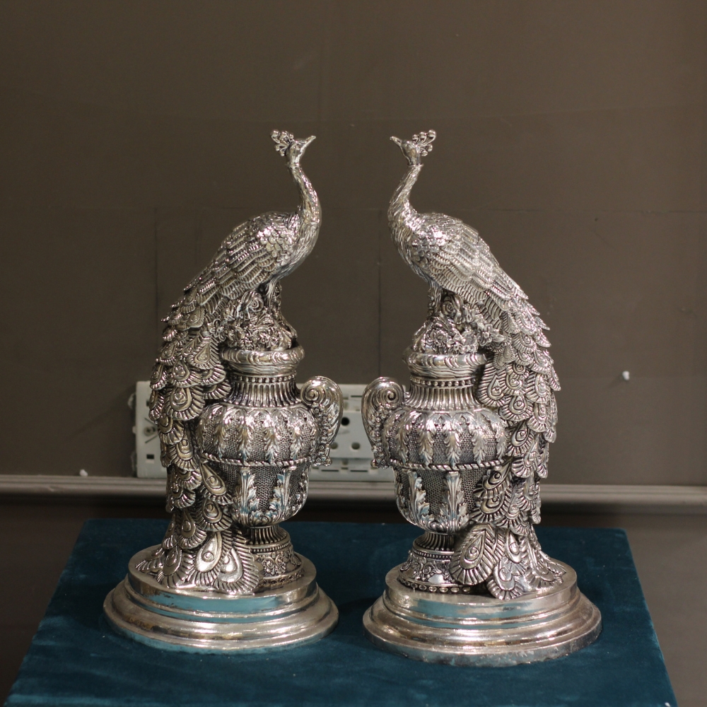 Peacock Pair 14'' Clad Silver - 3