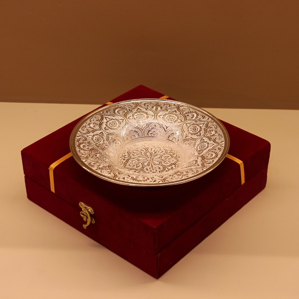 Brass Dish Bowl Silver 8'' W/b