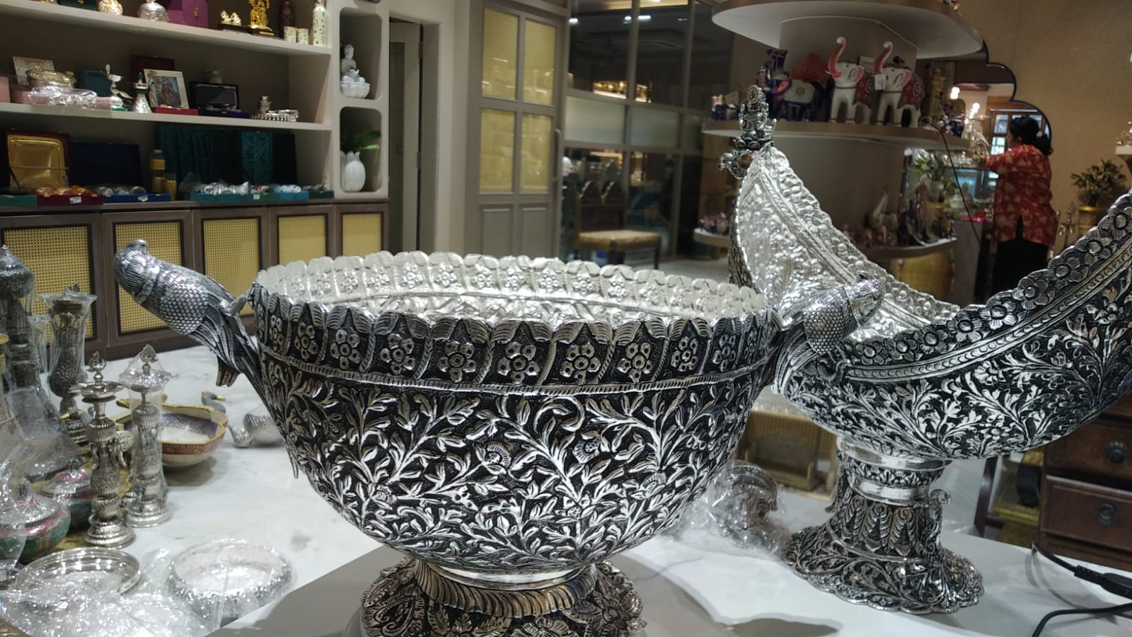 Brass Parrot Fruit Bowl