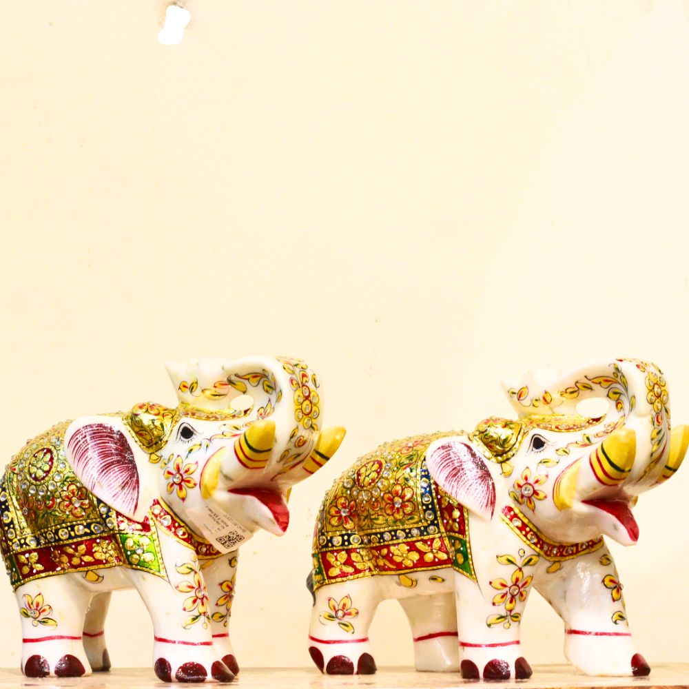 Marble Elephant Pair 7X9 - 3