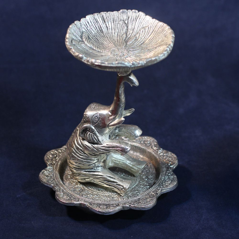 Metal Elephant Bowl With Plate - 5