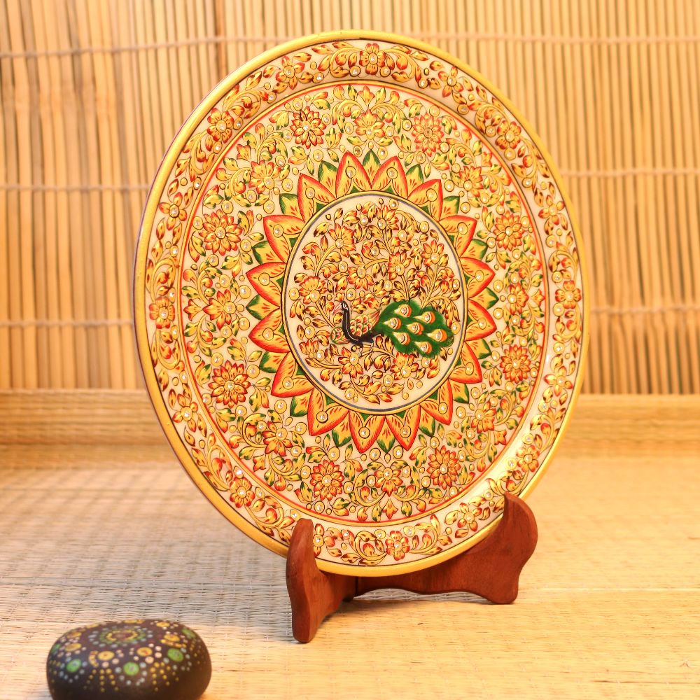 MARBLE PLATE 12 INCH GOLD WORK - 3