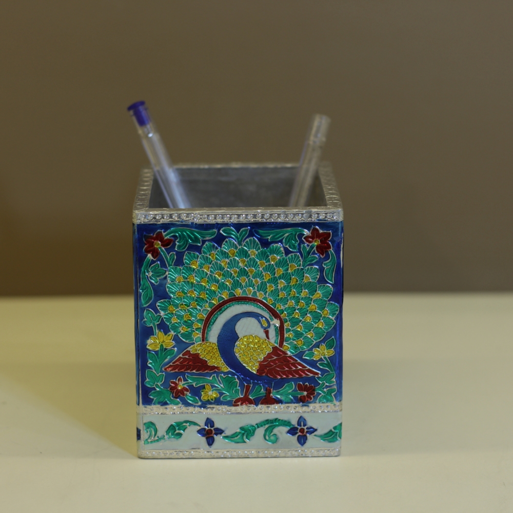 Peacock Design Pen Stand Office Decor - 4
