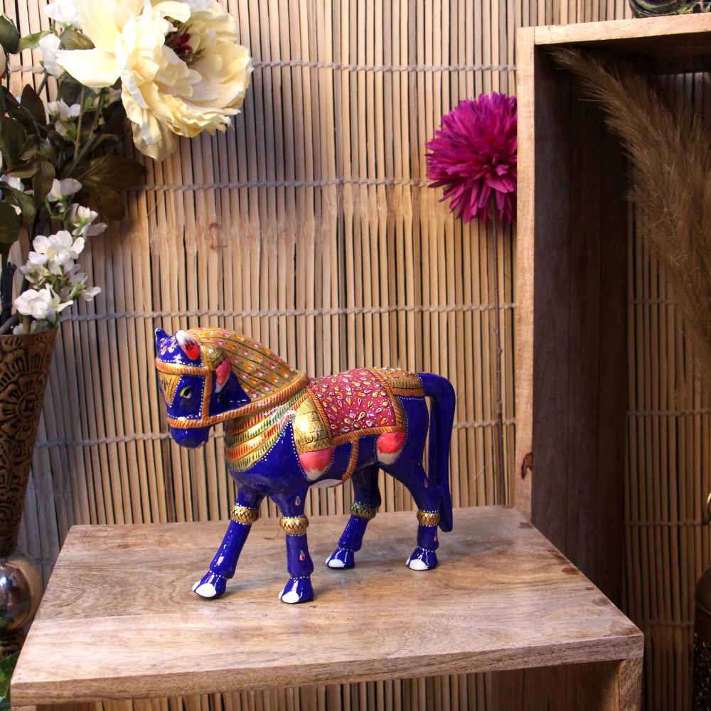 Metal Meenakari Horse 8'' - 5