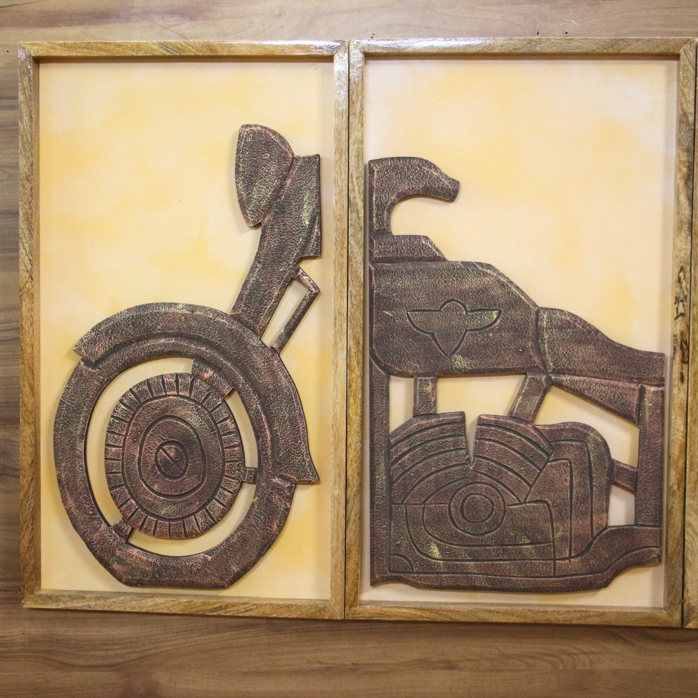 Wall Bike In Wooden Set Of 3-1717
