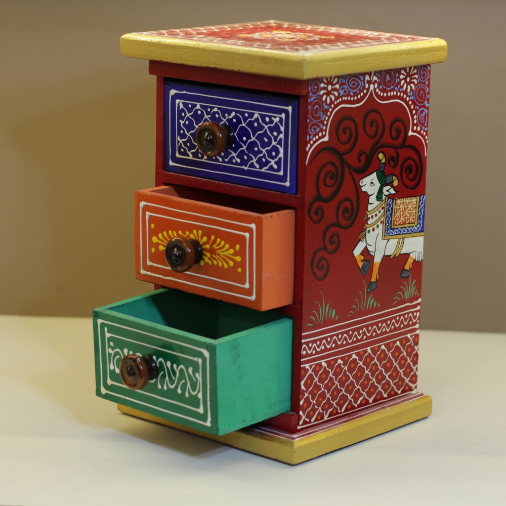 Wooden Pillar 3 Drawer 12 Inch - 4