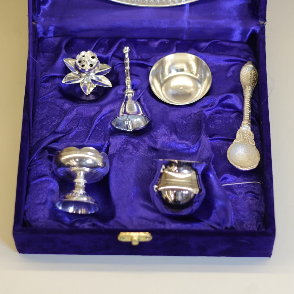 Brass Pooja Thali Set 6'' - 5