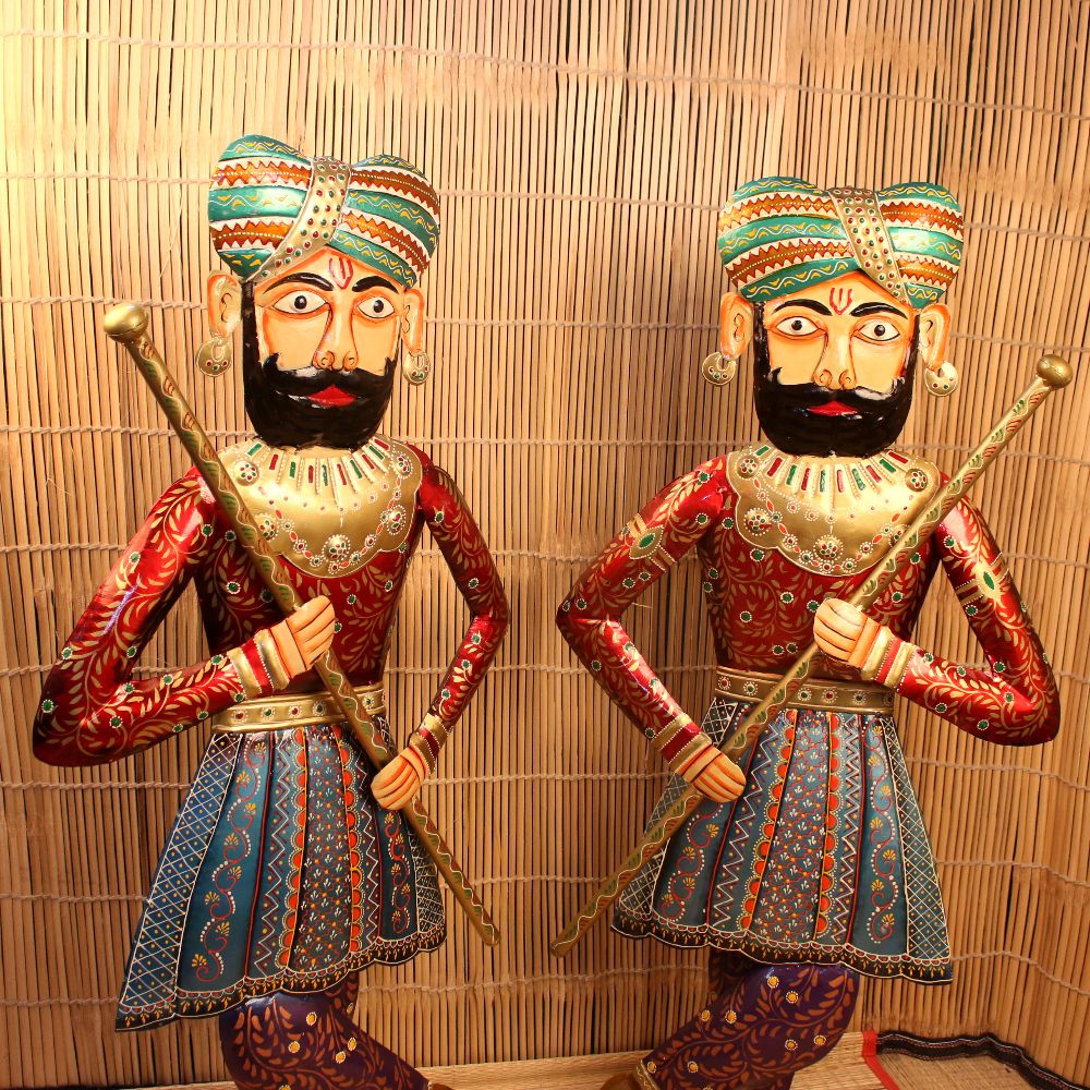 Iron Painted Rajasthani Chokidar Pair - 4