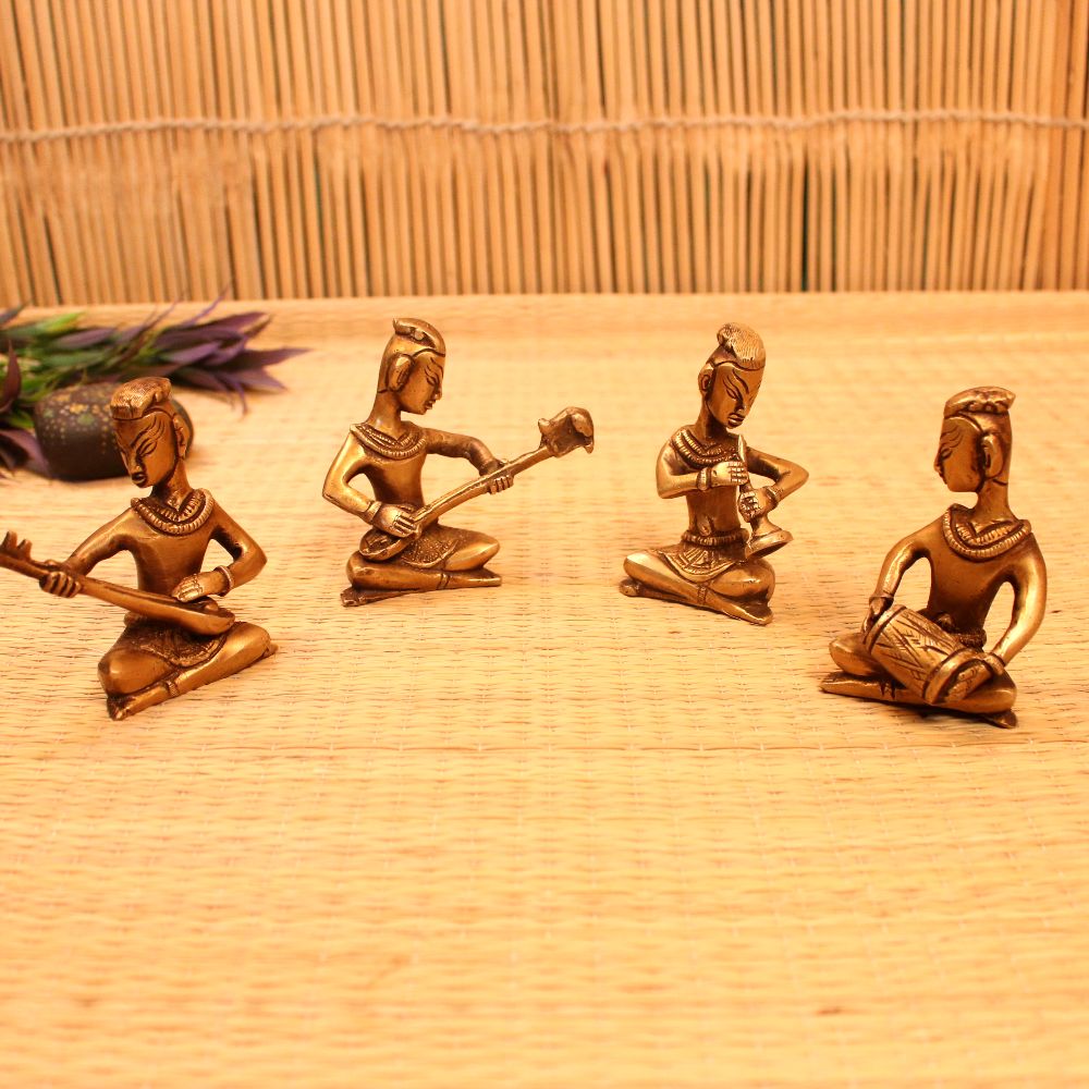Brass Musical Man Status Set Of 4