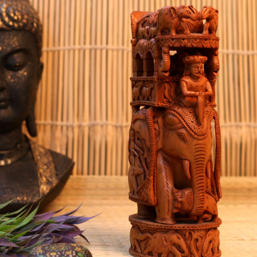 WOODEN AMBABARI CARVING ELEPHANT