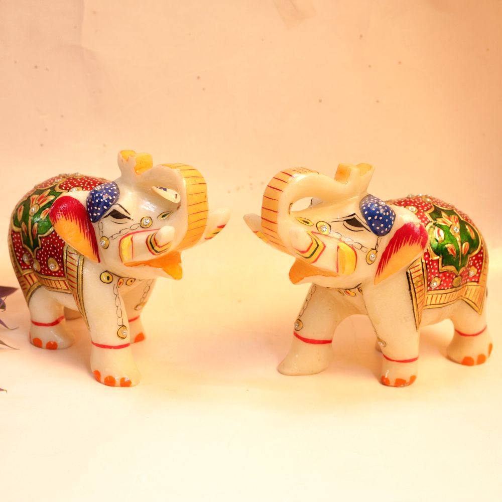 Marble Elephant Pair 5'' - 4