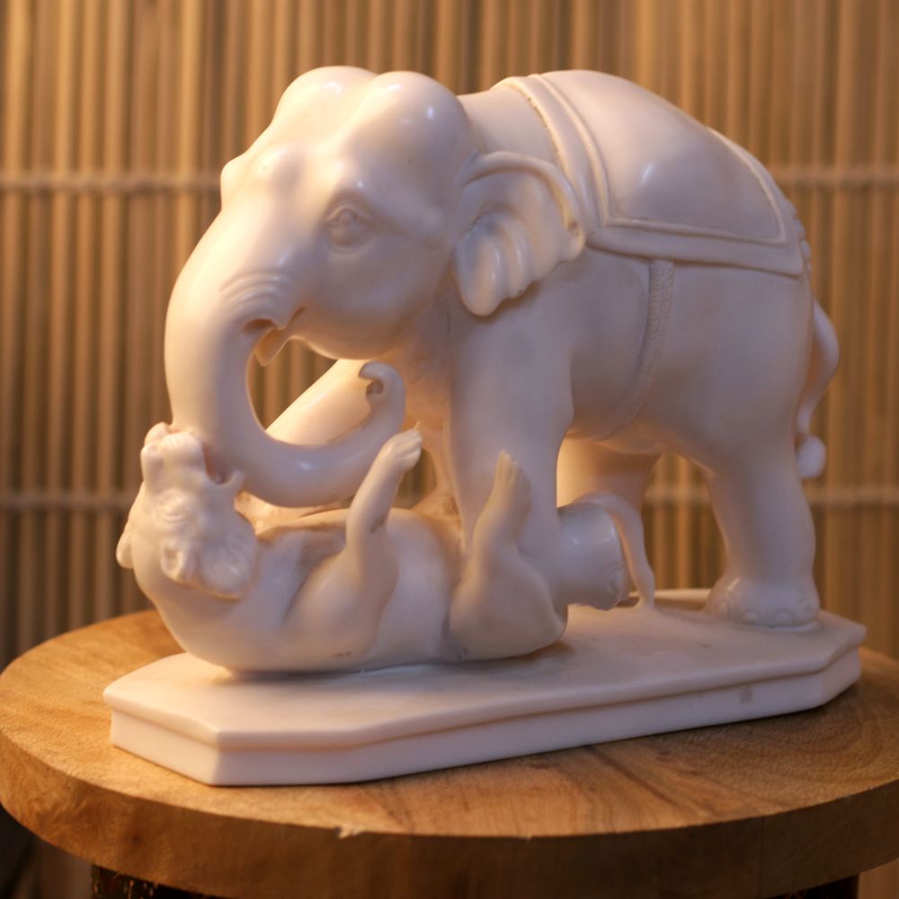 MARBLE ELEPHANT AND TIGER