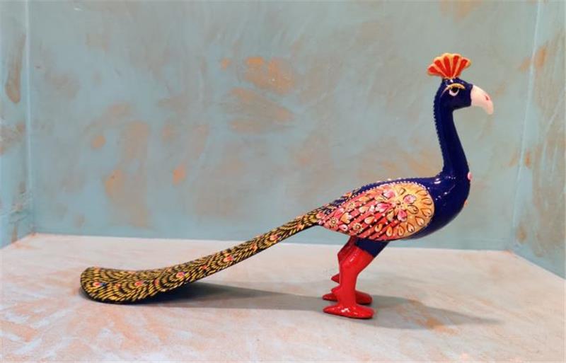 Handcrafted Metal Mina Decorative Long Peacock 5''