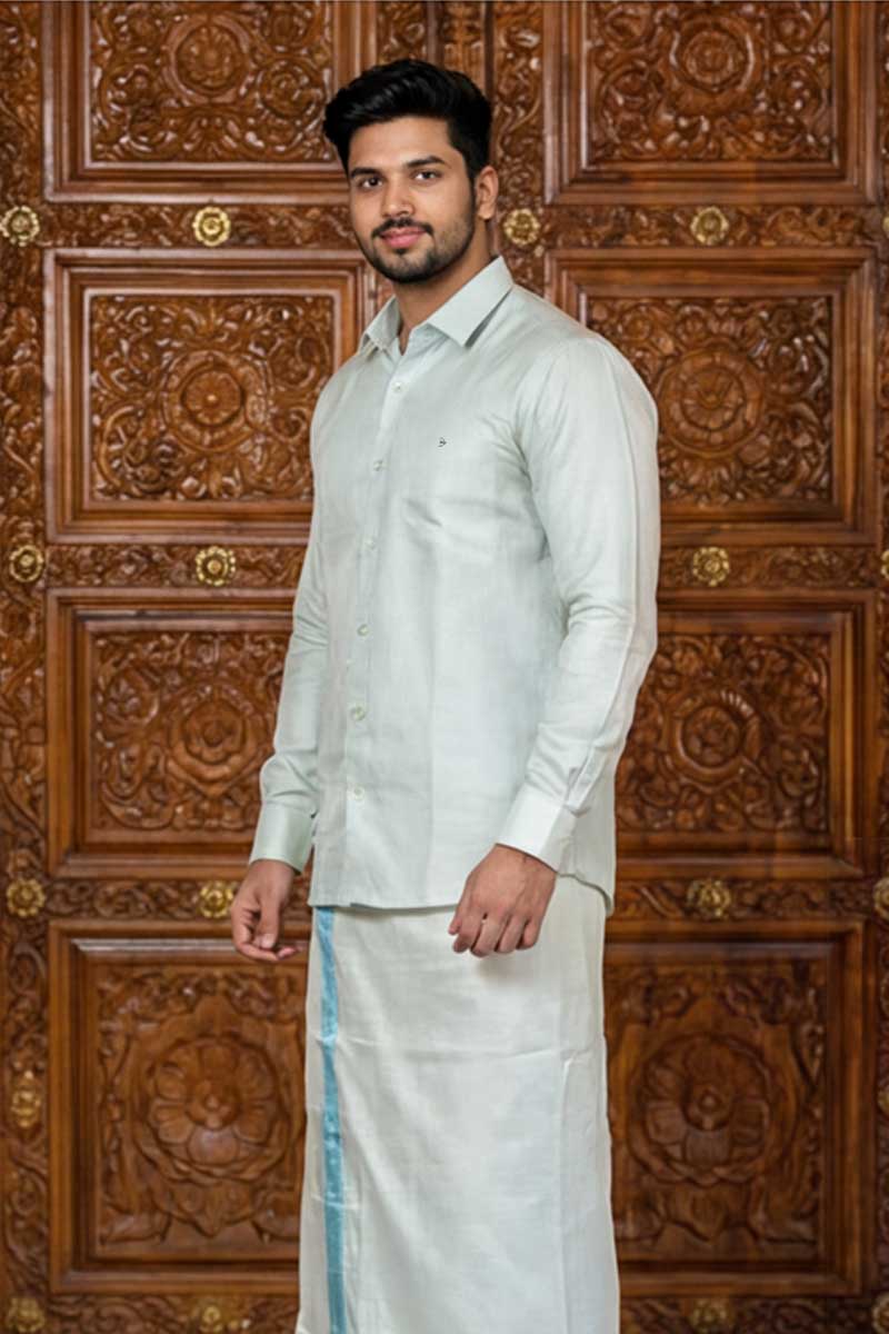 Regal Azure Dhoti Ensemble - S-Blue - 5