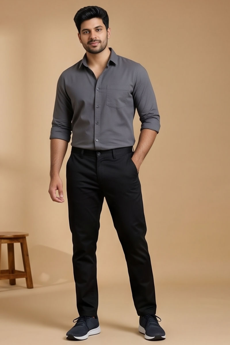 Classic Black Office Pants - Black - 3