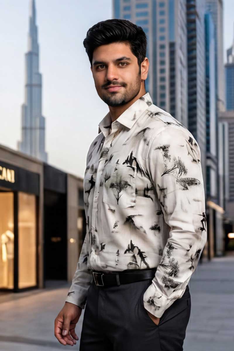 SHIRT - Urban Landscape Long Sleeve Shirt (GREY) - 3