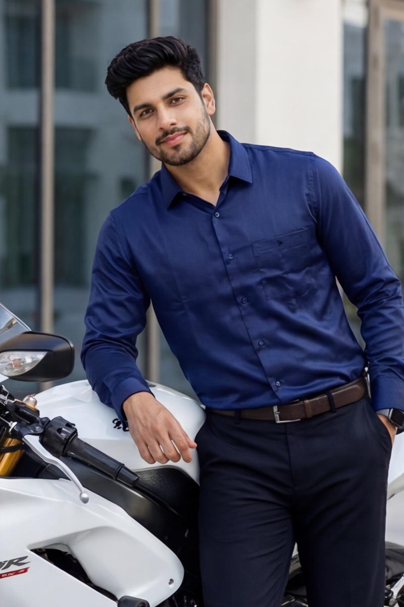 SmartEase Semi-Formal Shirt – Navy Blue - 5