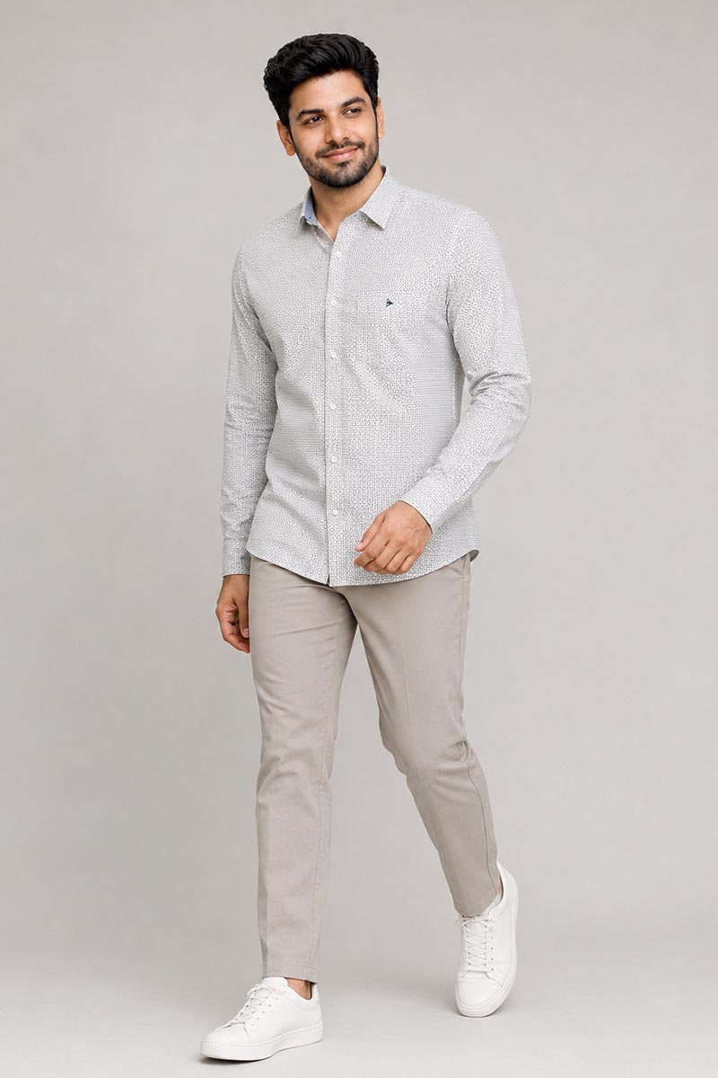 Men’s White Contemporary Print Shirt - White