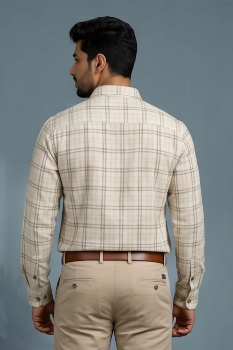 Premium Fawn Windowpane Check Shirt - Fawn - 6