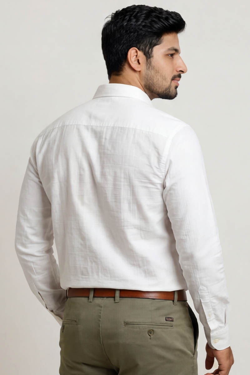 Men's White Formal Shirt - White - 6