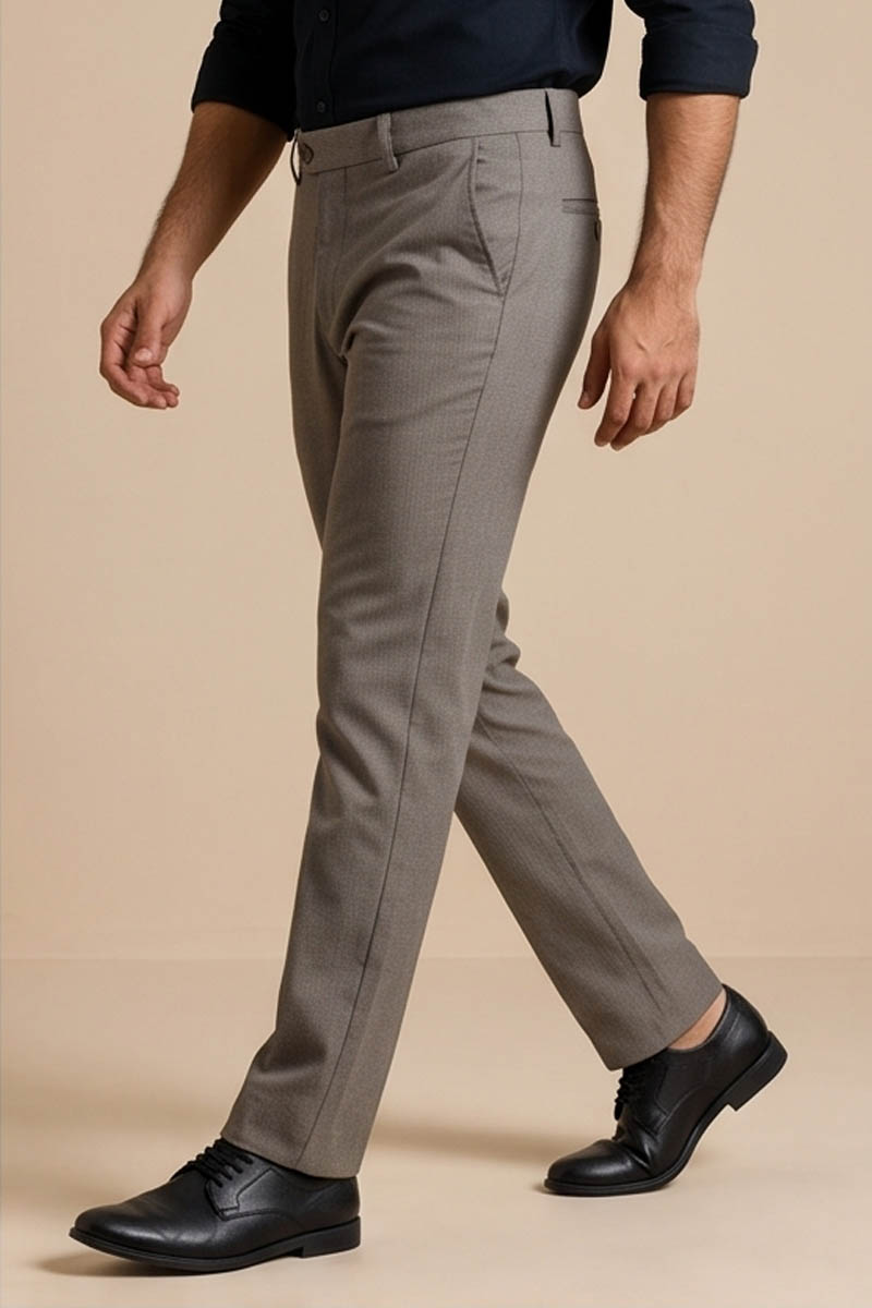 Elegant D-Grey Tailored Fit Pants- Dark-Grey - 4