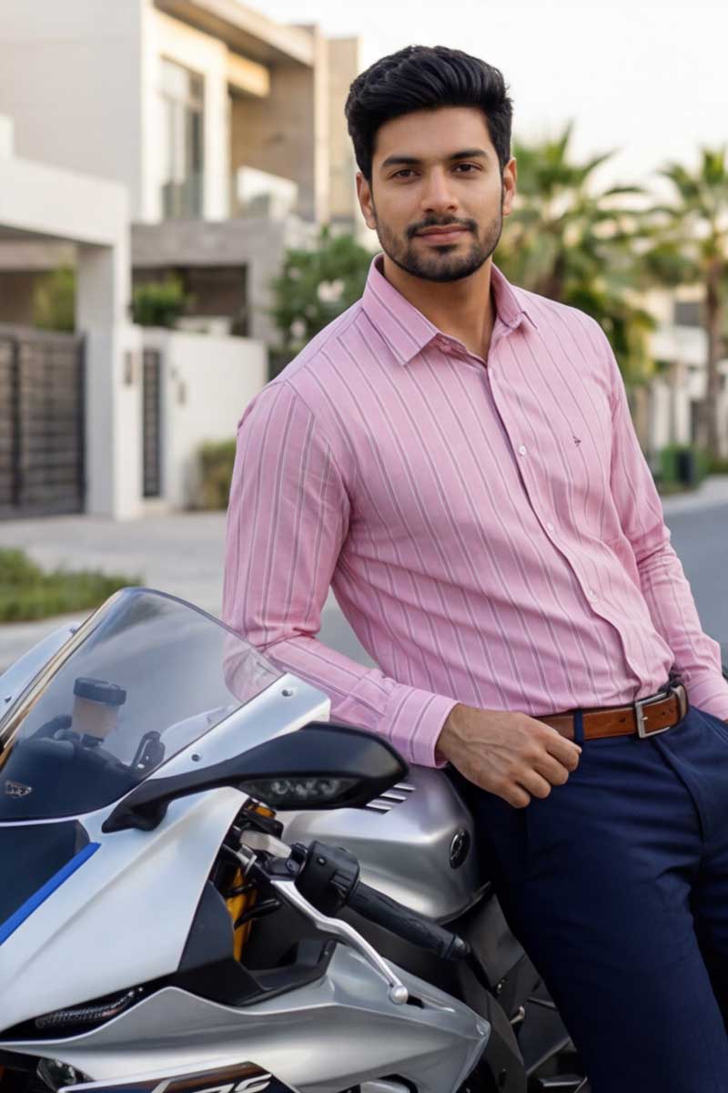 Urban Stripe Formal Shirt – Dark Pink (Smart Fit) - 5