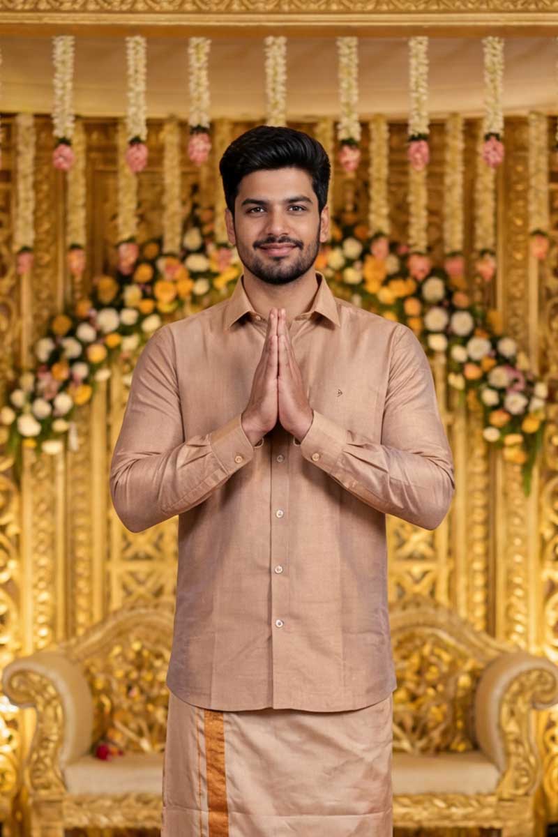 Classic Ethnic Shirt and Dhoti Combo -Copper - 2