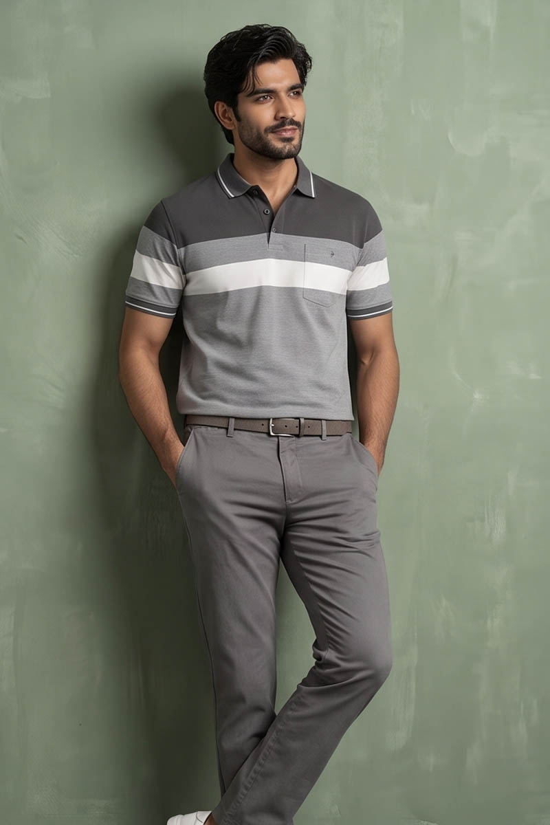 Graphite Signature Colour Block Polo Tee-Brown - 5