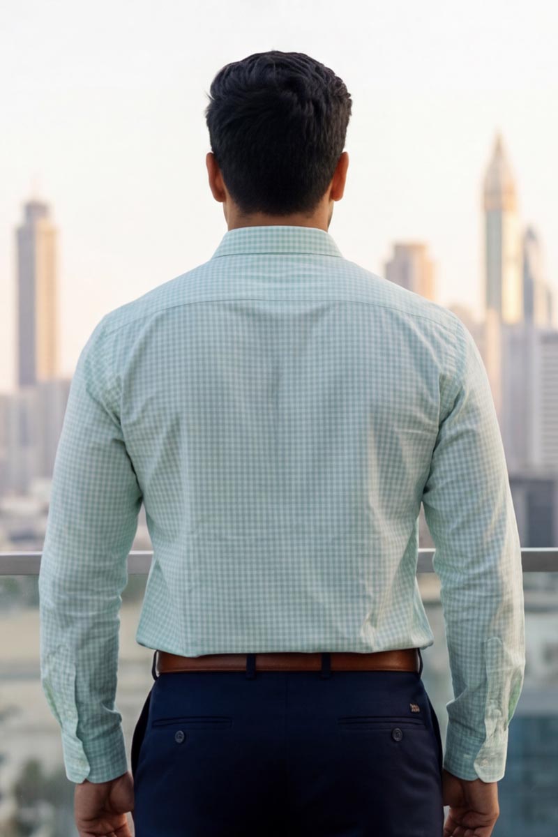 Classic Check Formal Shirt – Soft Green - 6