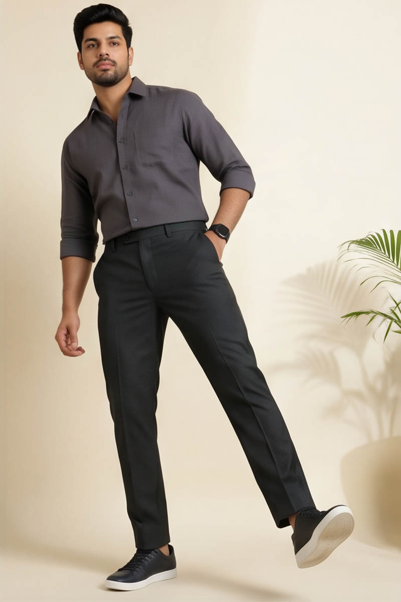 Modern Tailored Fit Trousers - Black - 4