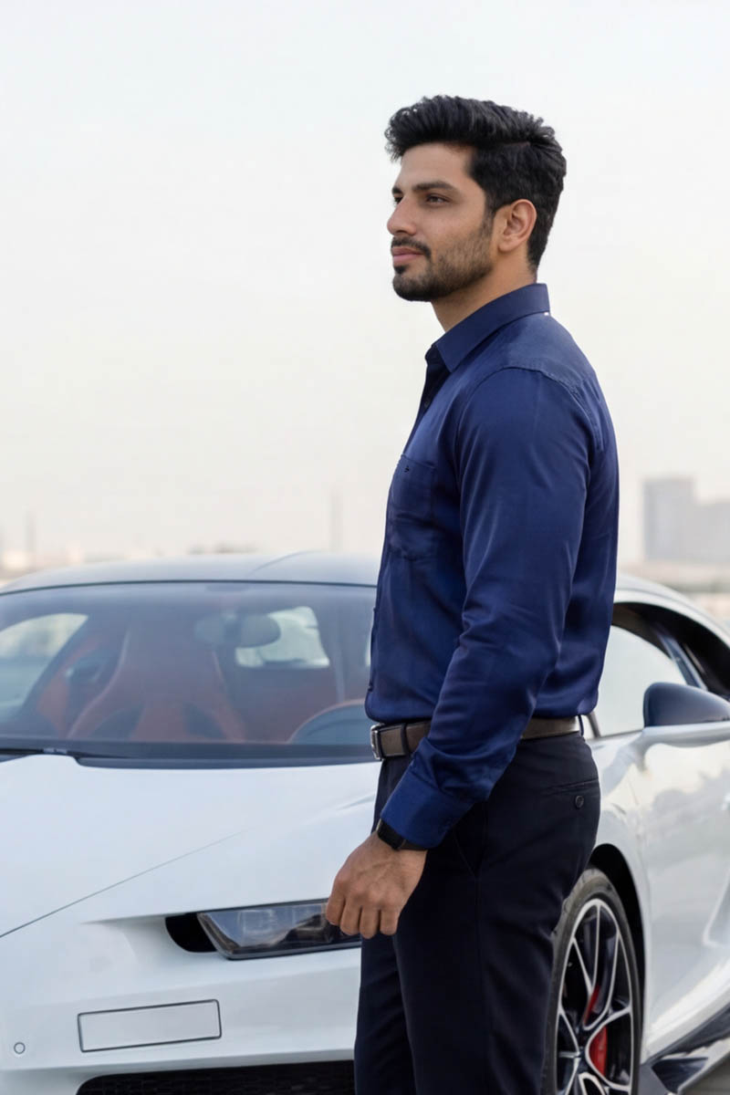 SmartEase Semi-Formal Shirt – Navy Blue - 3