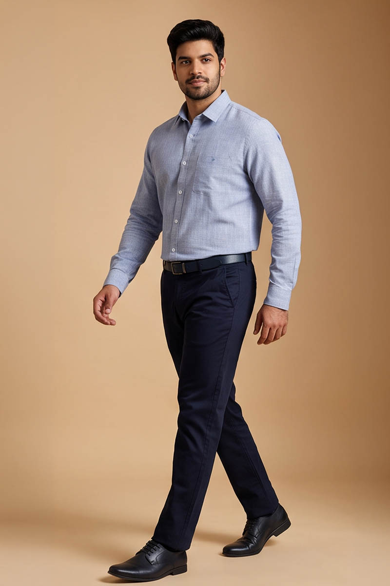 Classic Blue Office Shirt -Blue - 3