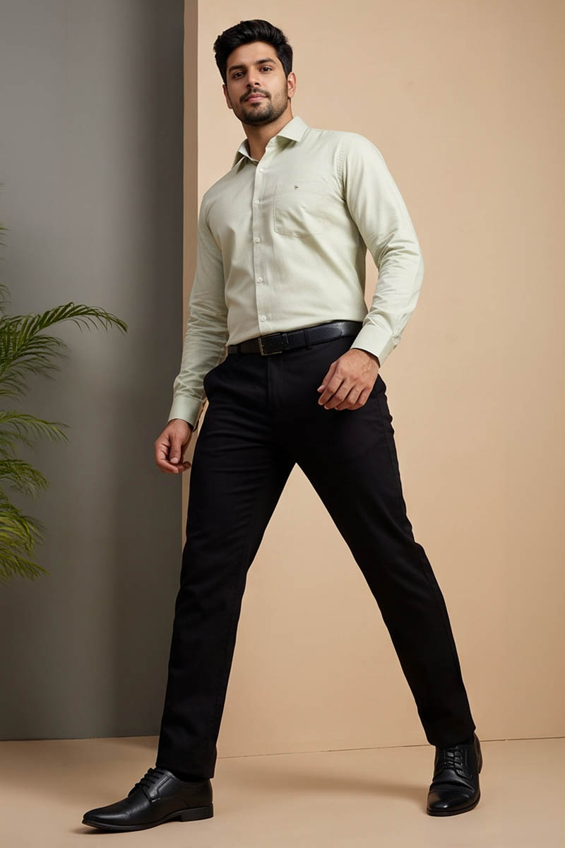 Pale Sage Green Formal Shirt-S-Green - 4