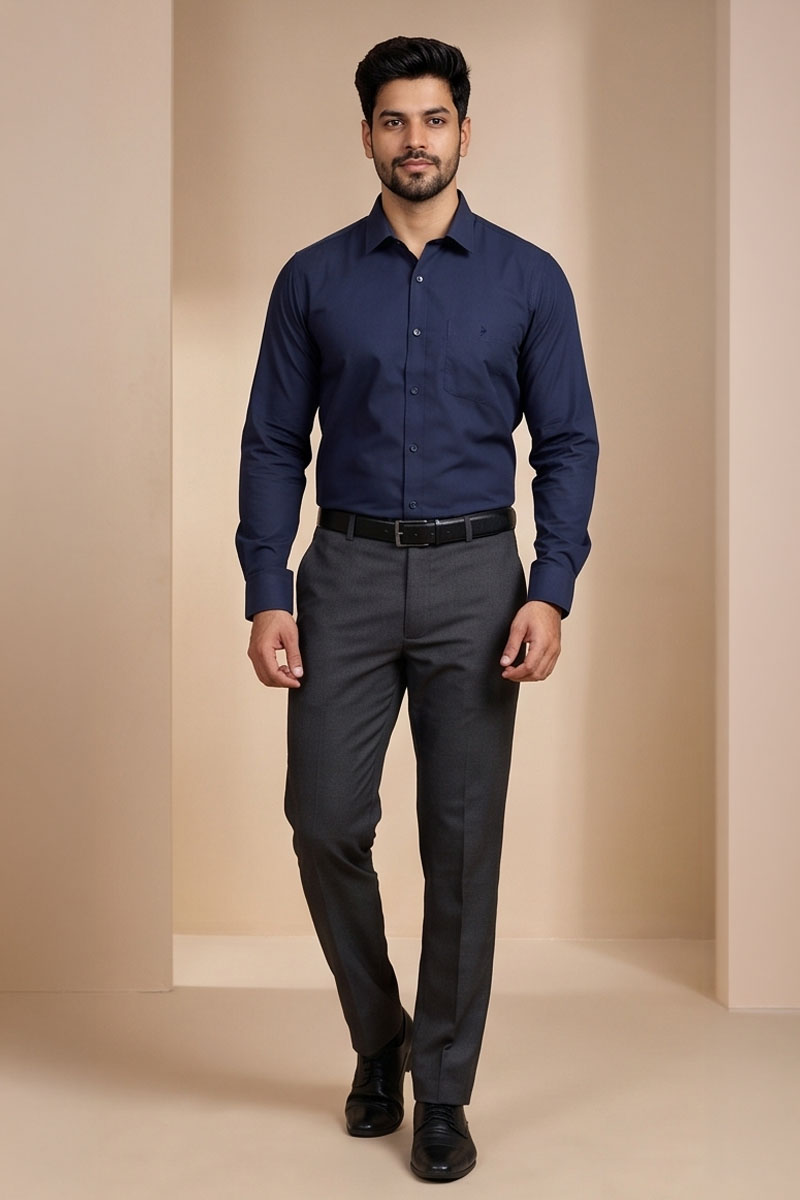 Signature Navy Office Shirt -Navy