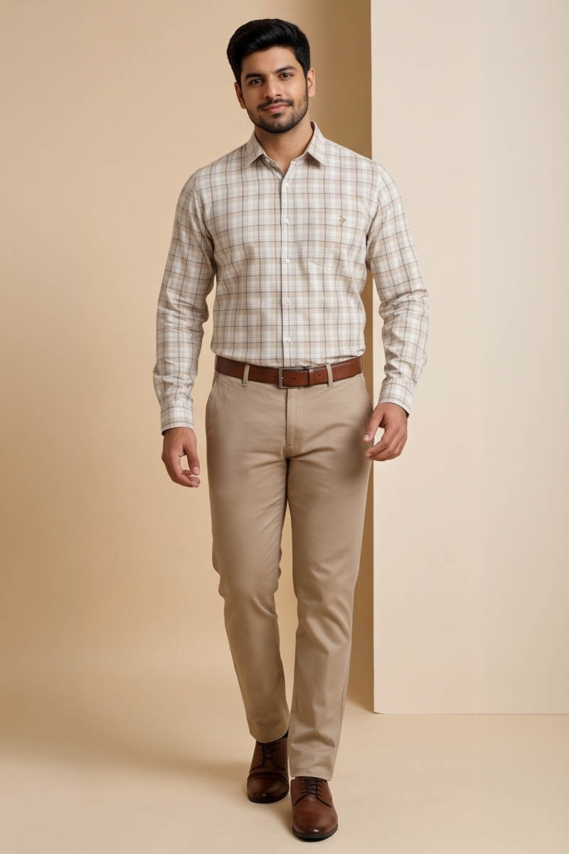 Premium Fawn Checked Shirt - Fawn - 4