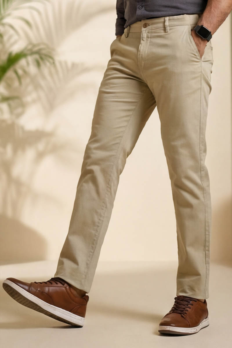 Men's Slim-Fit Stretch - L-Green - 4