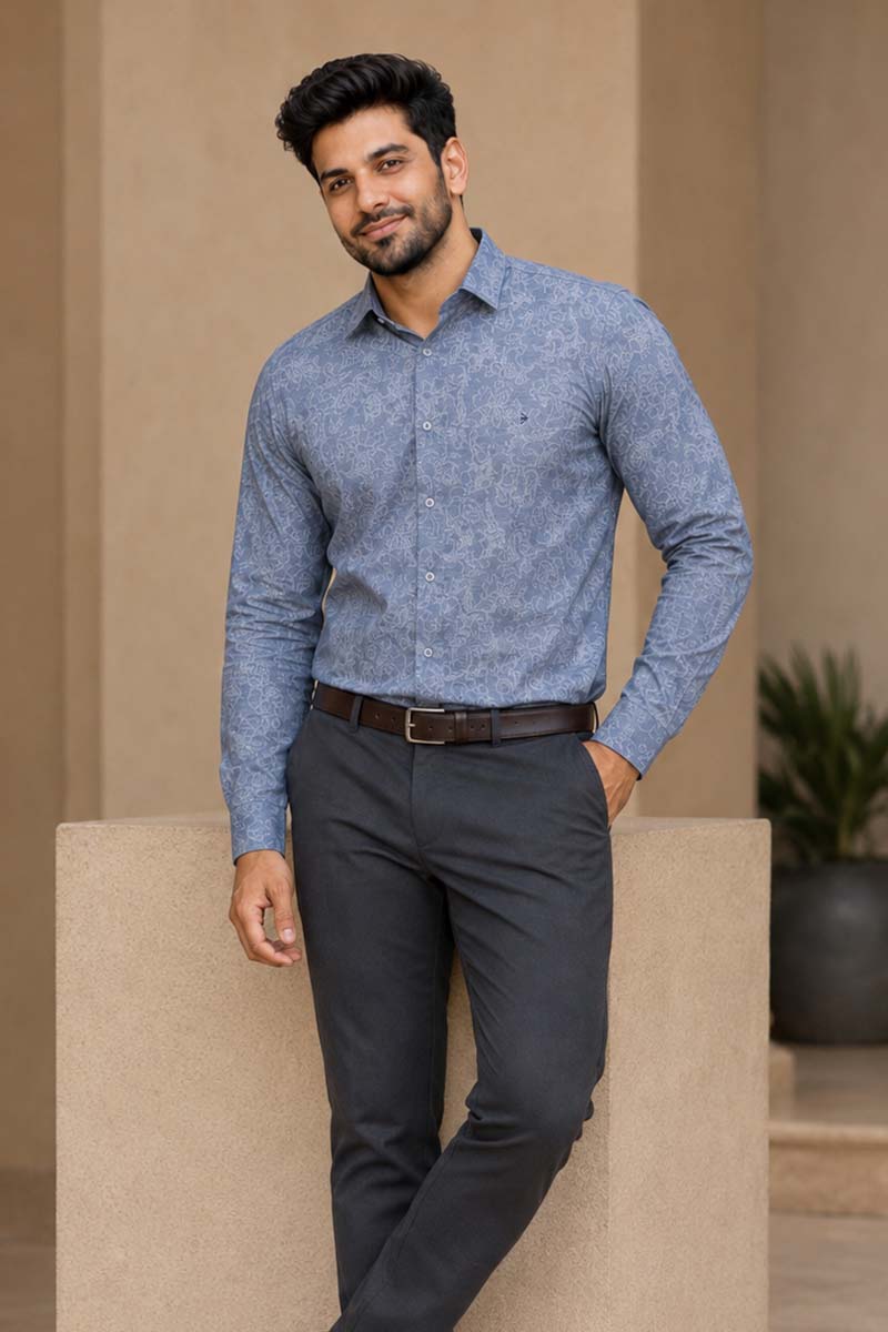 Sapphire Print Shirt  - Blue