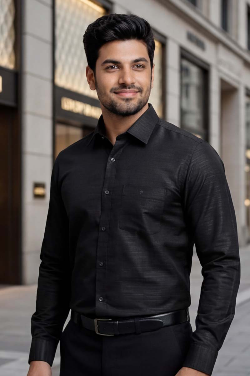 Classic Black Button-Down (BLACK) - 3