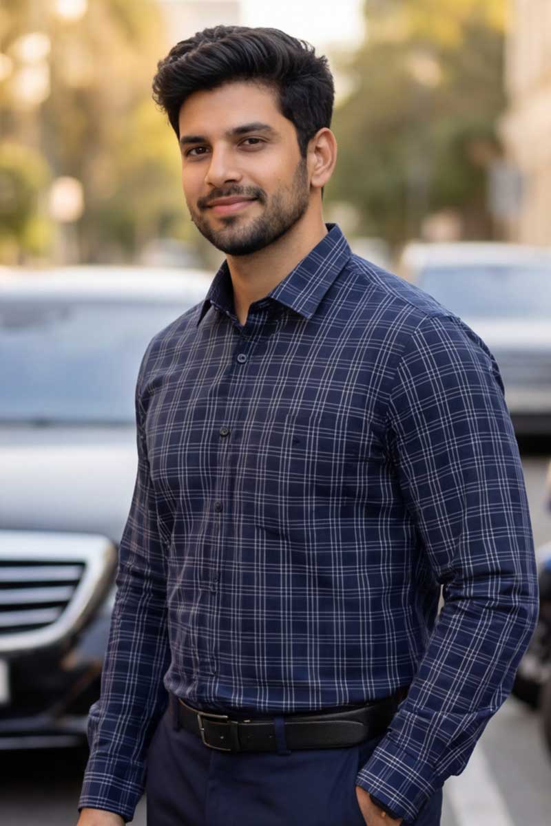 Global Check Series Shirt – Blue - 3