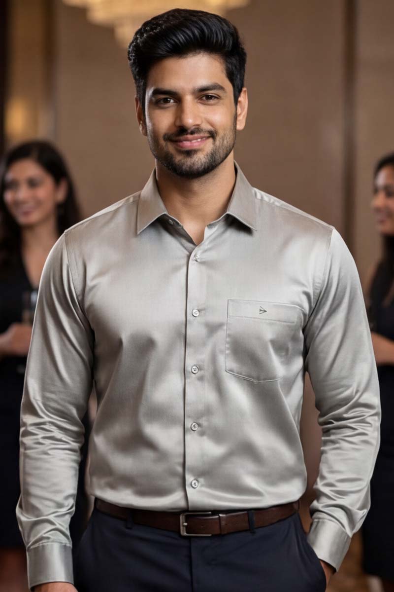 SmartEase Semi-Formal Shirt – Light Grey - 5