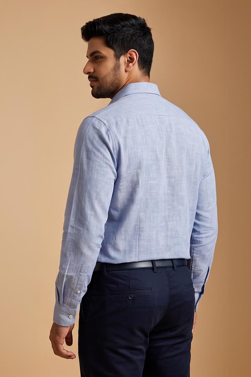 Classic Blue Office Shirt -Blue - 6