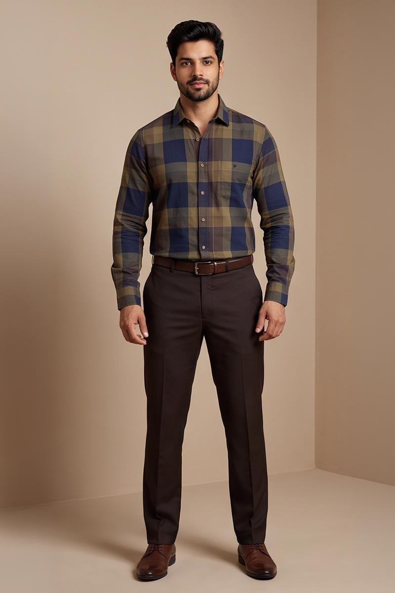 Walnut  Check Shirt - Brown