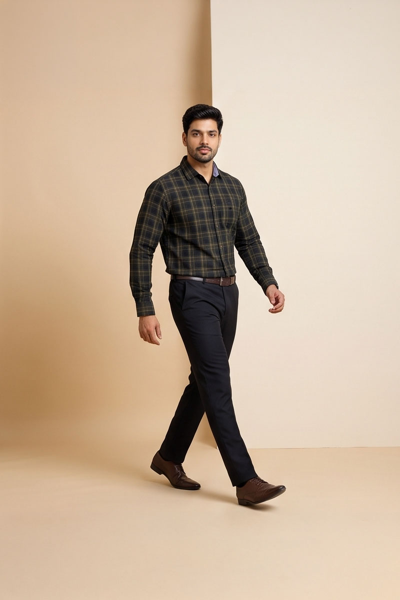 Classic Black Check Shirt- Black - 3