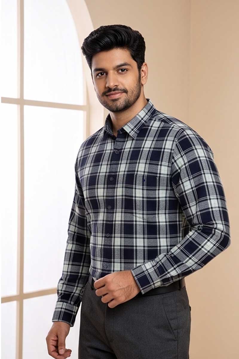 Premium Pastel Green Checked Shirt - P-Green - 4