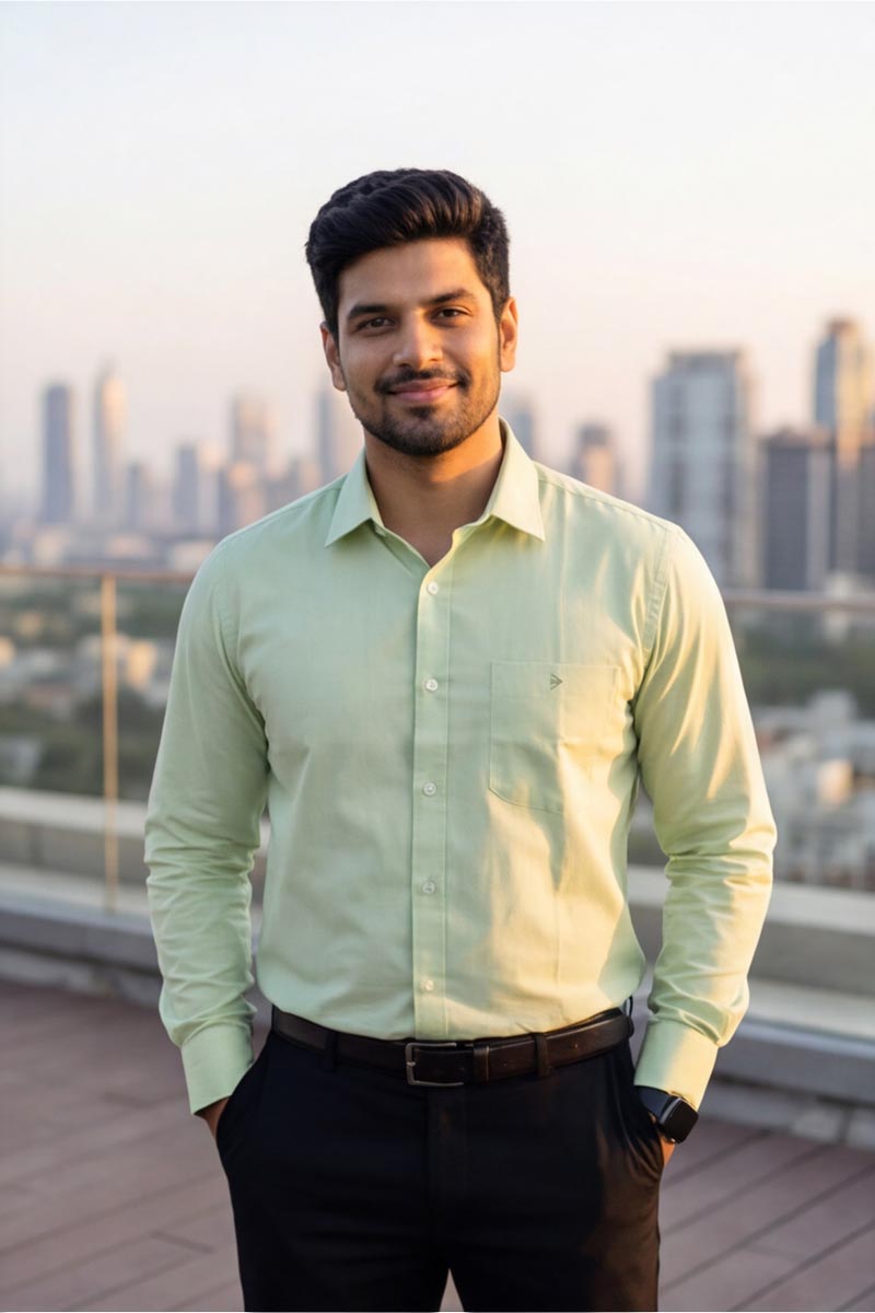 L-Green Plain Formal Shirt (Smart Fit - Full Sleeves)_RBF-353 - 3