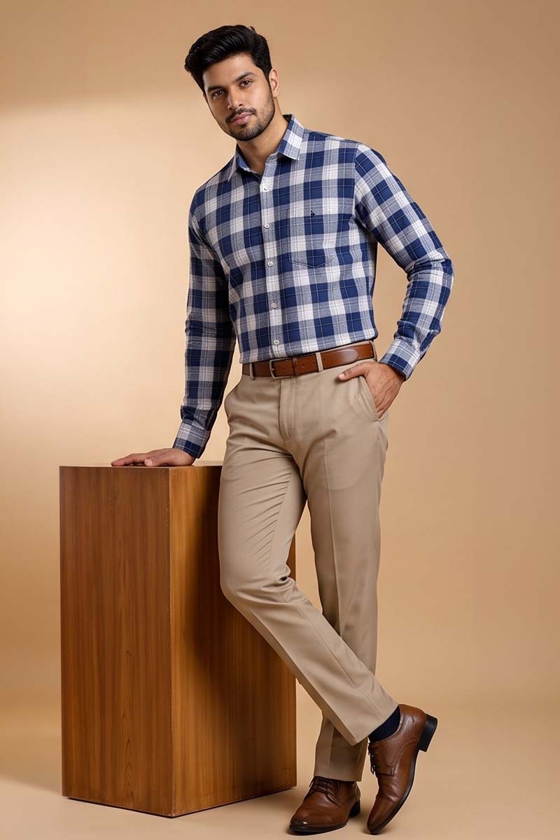 Classic Blue Check Shirt - Blue