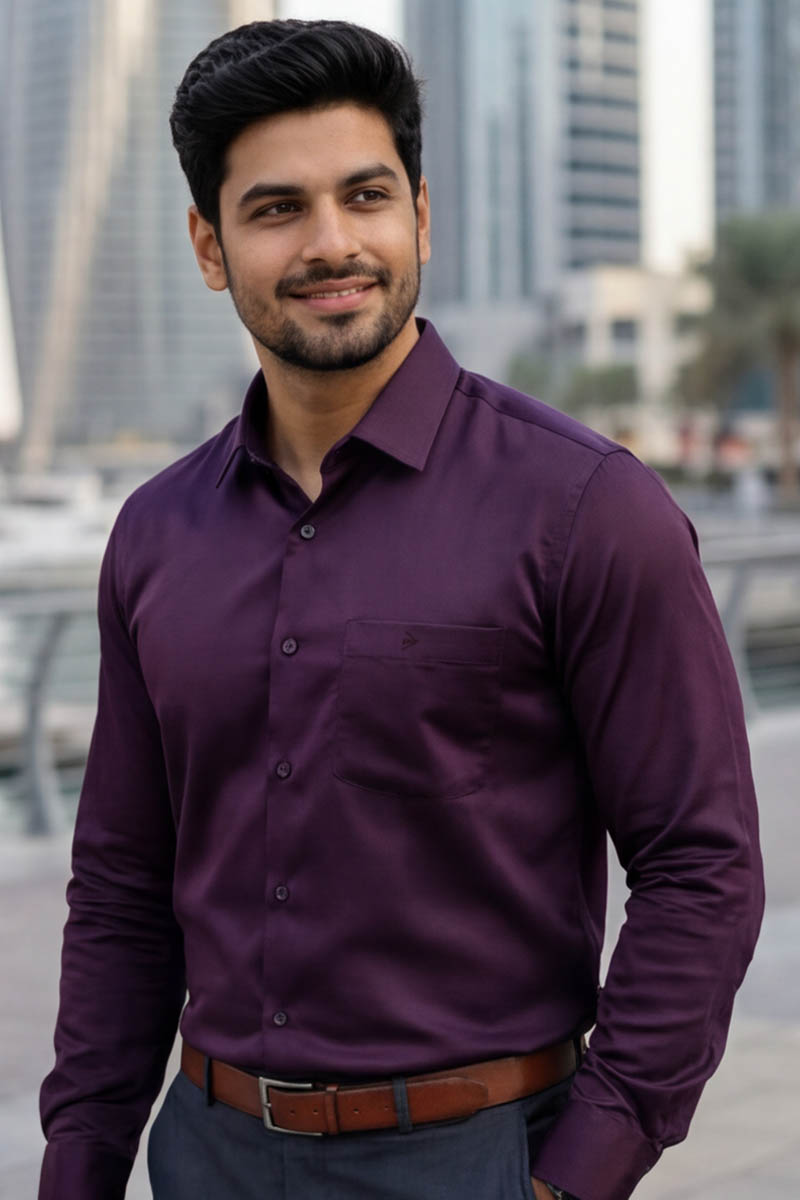 SmartEase Semi-Formal Shirt – Wine - 4