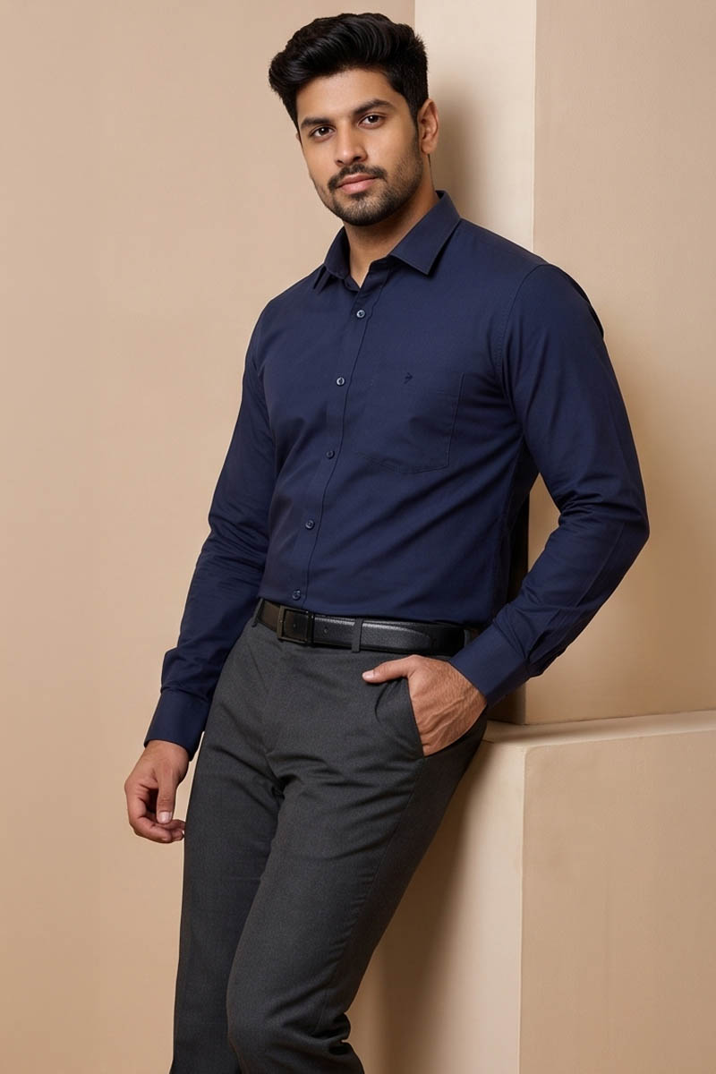 Signature Navy Office Shirt -Navy - 5
